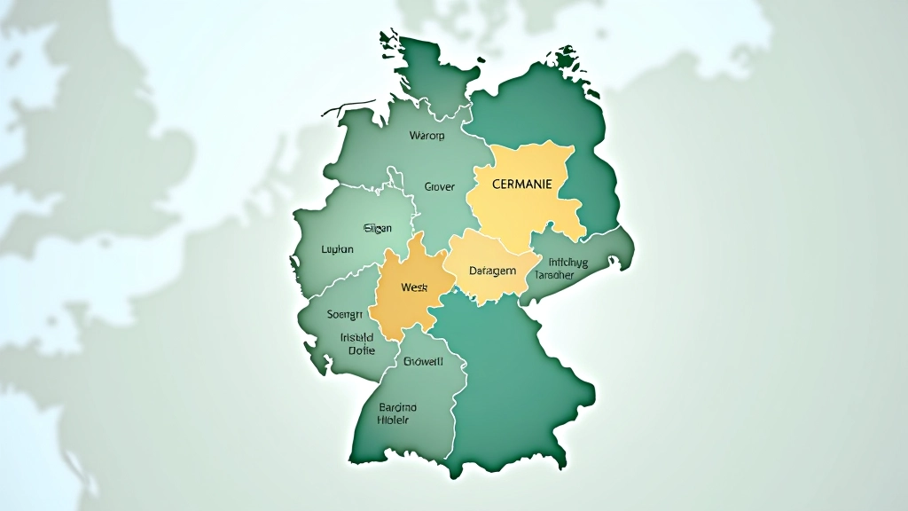 Deutschlandkarte mit Regionen markiert, Energiewirtschaft und Strukturwandel Visualisierung